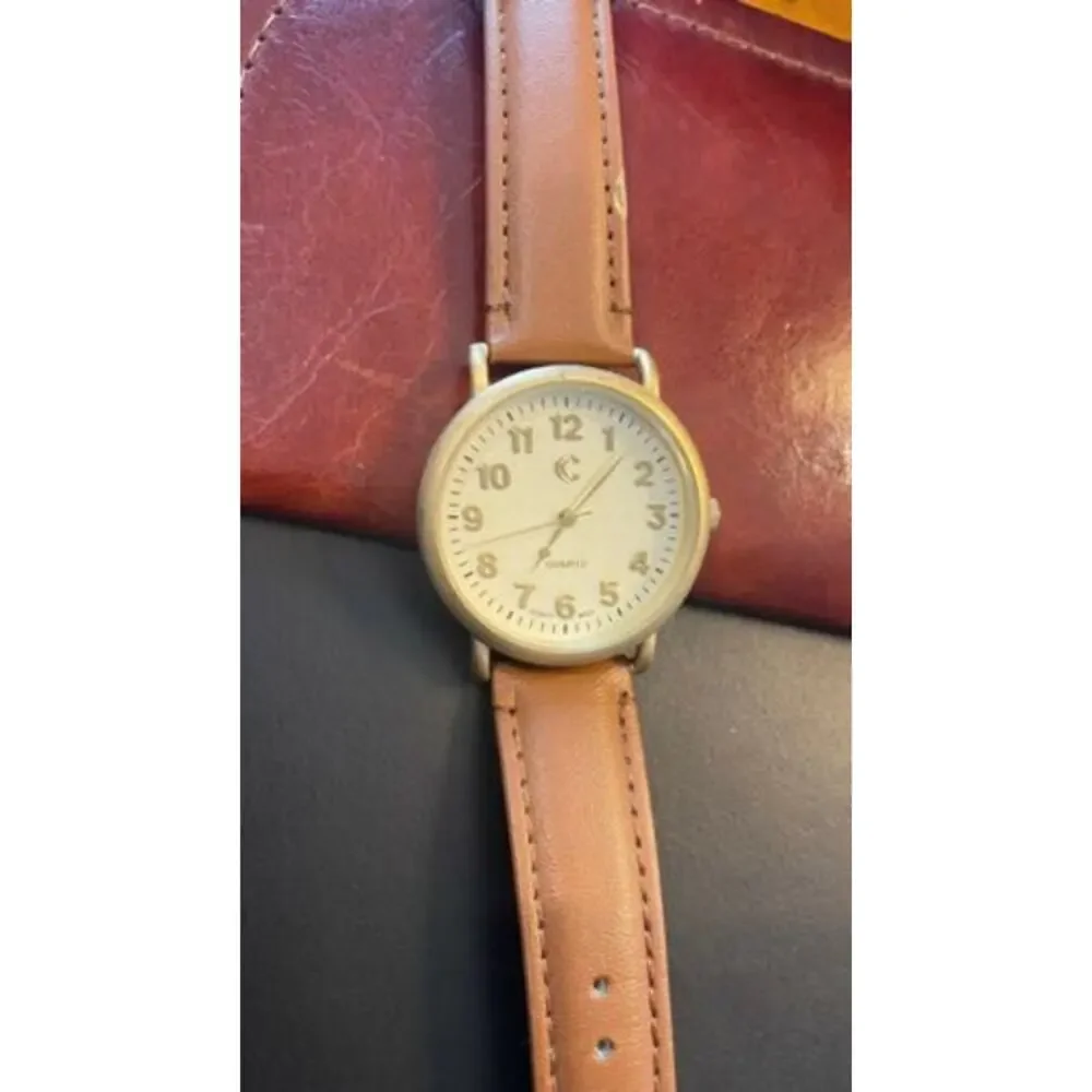 Women's 38mm Brushed Gold Tone Charming Charlie Watch, Brown Band